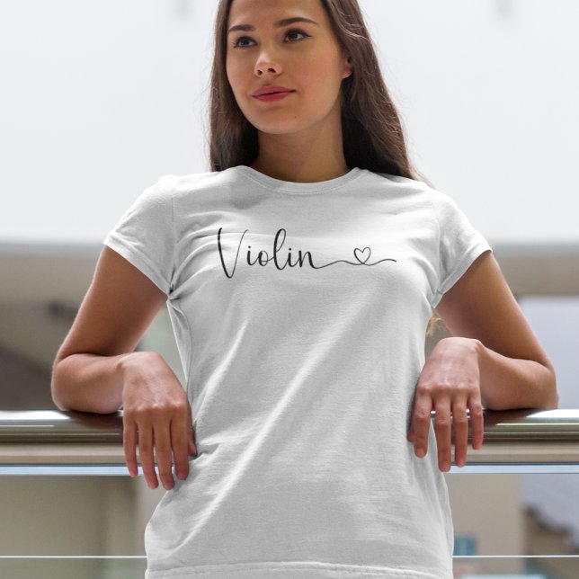 Simple Script Violin Heart Elegant  T-Shirt (Creator Uploaded)
