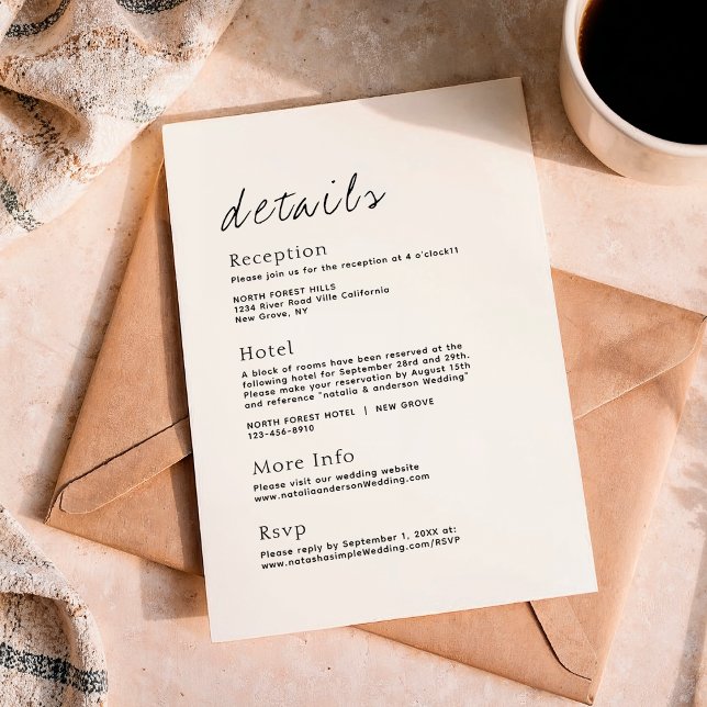 Simple Script Wedding Details Enclosure Card (Creator Uploaded)