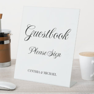 Simple Script Wedding Guest Book Signing Pedestal Sign