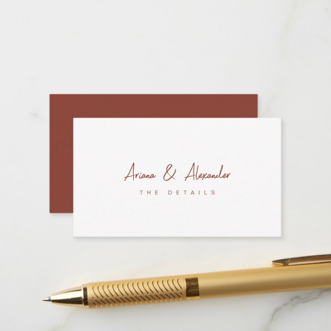 Simple Script Wedding Guest Detail Enclosure Card (Front/Back In Situ)
