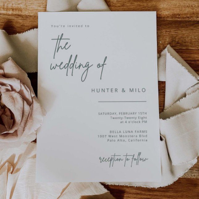 Simple Script Wedding Invitation Announcement Card (Creator Uploaded)