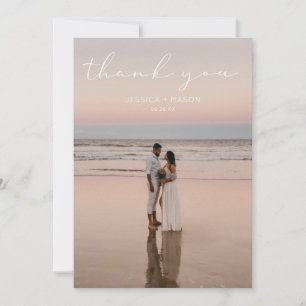Simple Script Wedding Photo Thank You Card