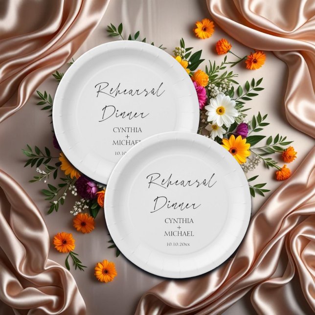 Simple Script Wedding Rehearsal Dinner Paper Plate (Creator Uploaded)