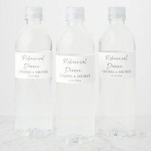 Simple Script Wedding Rehearsal Dinner Water Bottle Label