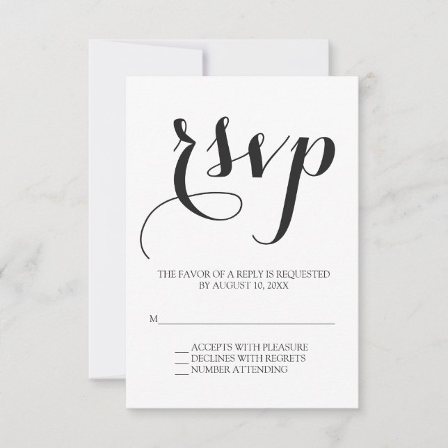 Simple script wedding RSVP Card (Front)