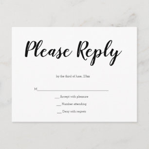 Simple script wedding rsvp postcards