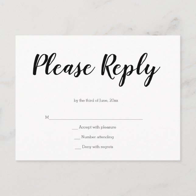 Simple script wedding rsvp postcards (Front)