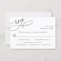 Simple Script Wedding Rsvp with Meal Options Card