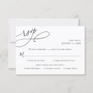Simple Script Wedding Rsvp with Meal Options Card