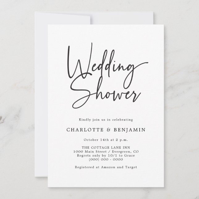Simple Script Wedding Shower Invitation (Front)