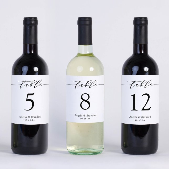 Simple Script Wedding Table Number Wine Bottle (Creator Uploaded)