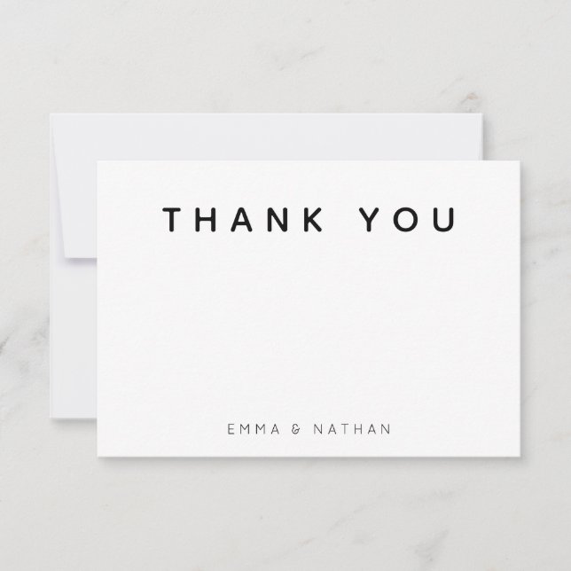 Simple Script  Wedding Thank You Card (Front)