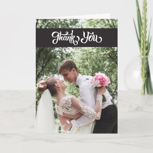 Simple Script Wedding Thank You Folded Note Card (Front)