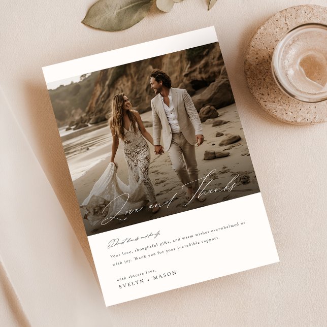 Simple Script Wedding Thank You Photo Card (Creator Uploaded)