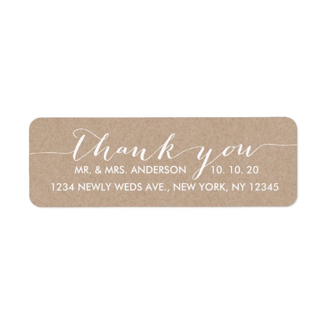 Simple Script Wedding Thank You Return Address Label (Front)
