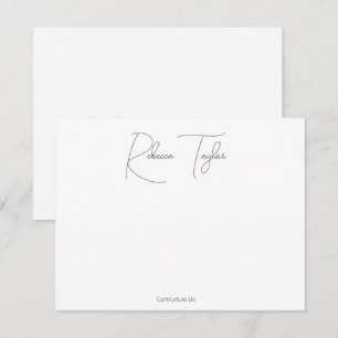 Simple Script White Handwritting Name Stationery Card