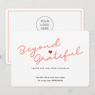 Simple Script with Heart - Business Thank You Card
