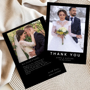 Simple Script with Heart Wedding Photo Thank You Card