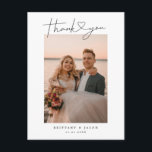 Simple Script with Heart Wedding Thank You Photo  Postcard<br><div class="desc">Modern and simple wedding thank you template card featuring a hand lettered typography script text with a heart between the words. This casual script and the white space gives a simple and minimalistic feel. Customise this product by inserting your own wedding photo and editing the message on the back of...</div>