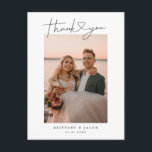 Simple Script with Heart Wedding Thank You Photo  Postcard<br><div class="desc">Modern and simple wedding thank you template card featuring a hand lettered typography script text with a heart between the words. This casual script and the white space gives a simple and minimalistic feel. Customise this product by inserting your own wedding photo and editing the message on the back of...</div>