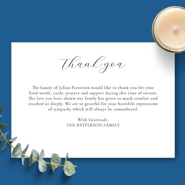 Simple Script Your Message Funeral Thank You Card (Creator Uploaded)