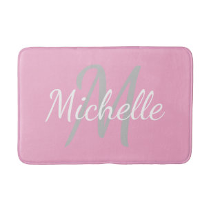 Simple sea green Bold Typography & Name Monogram Bath Mat