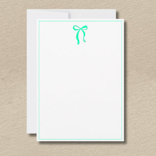 Simple Seafoam Green Bow Thin Border No text Card
