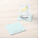 Simple Seafoam Personalised Modern Wedding Square Paper Coaster<br><div class="desc">Seafoam Couple Names Wedding Bar Coaster.  Seafoam or Icy Blue.</div>