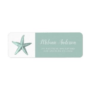 Simple Seaglass Watercolor Starfish Return Address Label
