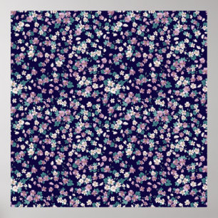 Simple seamless floral pattern with bright colorfu poster