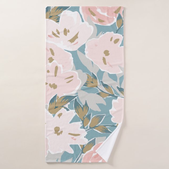 Simple seamless pattern of hand drawn gouache flow bath towel (Bath Towel)