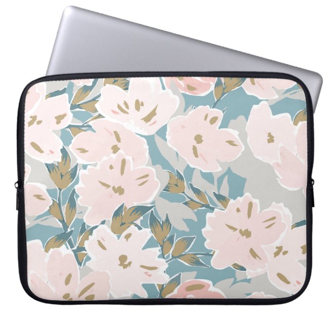 Simple seamless pattern of hand drawn gouache flow laptop sleeve (Front)