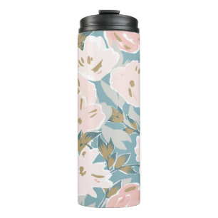 Simple seamless pattern of hand drawn gouache flow thermal tumbler