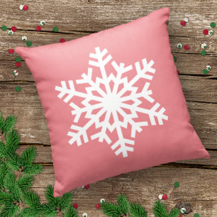 Simple Seasonal White Ice Crystal On Blush Pink Cushion