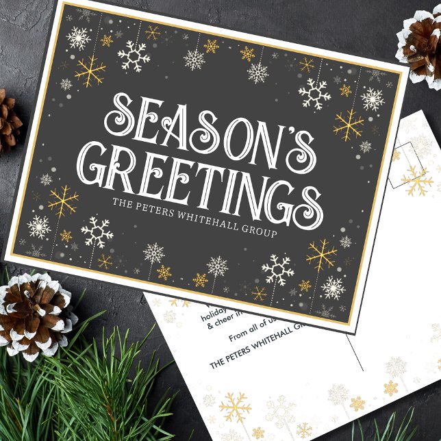Simple Season's Greetings Gold Snowflake Business  Postcard (Creator Uploaded)