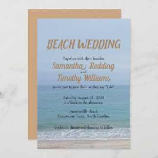 Simple Serene Ocean Beach Wedding Invitation