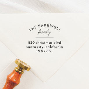 Simple Serif Divided Details Family Return Address Rubber Stamp