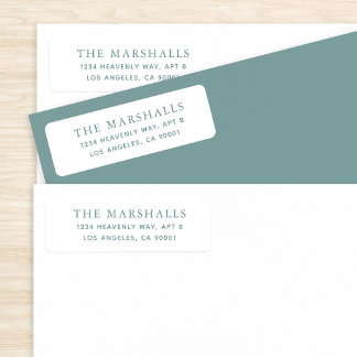 Simple Serif Last Name Slate Blue on White Return Address Label