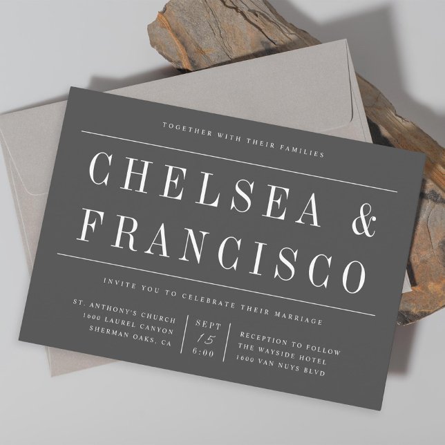 Simple Serif Modern Typography Grey Wedding Invitation (Creator Uploaded)