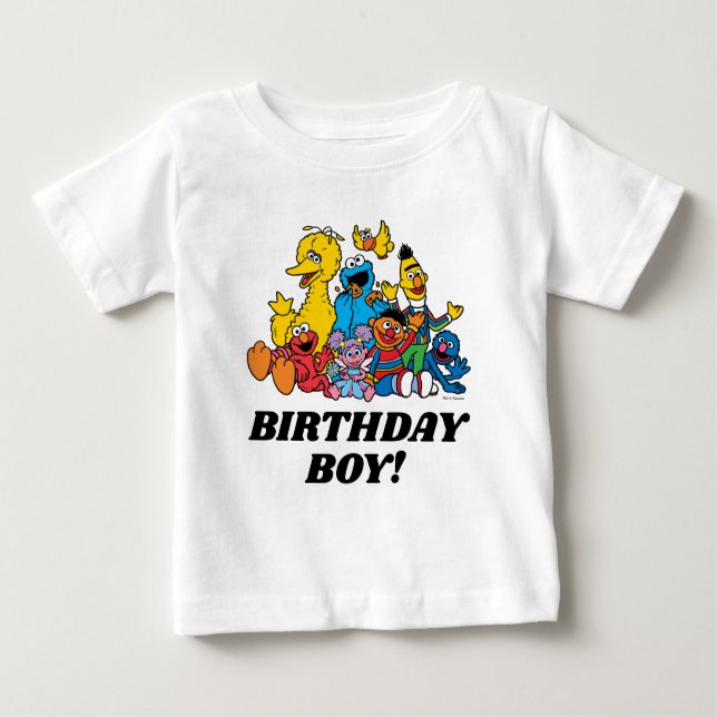 Simple Sesame Street Pals 1st Birthday Baby T-Shirt (Front)