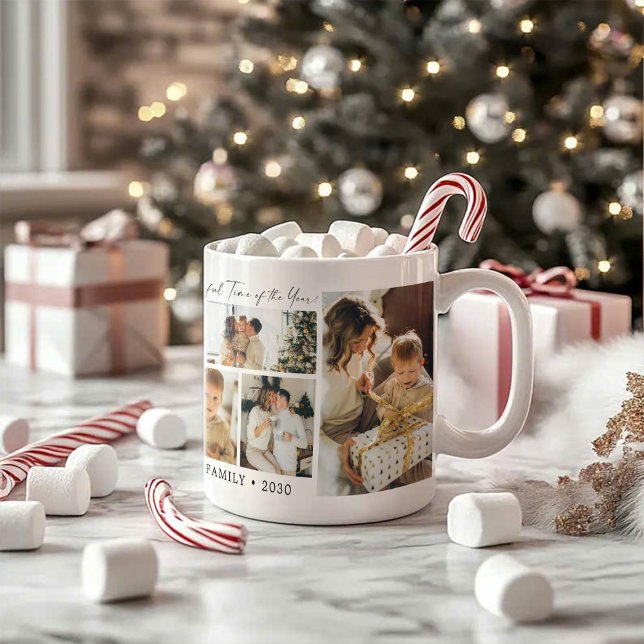 Simple Seven Photo Collage Christmas Coffee Mug (Creator Uploaded)