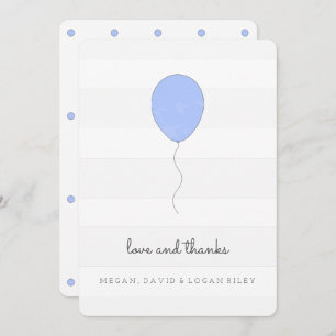 Simple Shabby Chic Grey and Blue Balloon Birthday Thank You Card