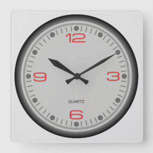 Simple Shaded Framed Red Digit Square Wall Clock