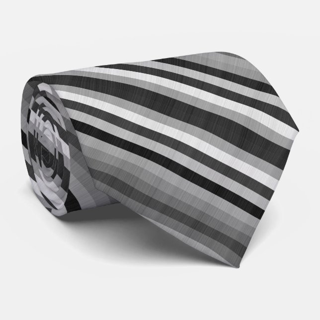 Simple Shades of Gray Grey Stripes Tie (Rolled)