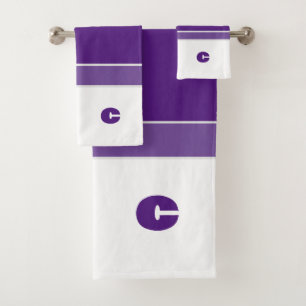 Simple Shades of Purple Monogram Bath Towel Set