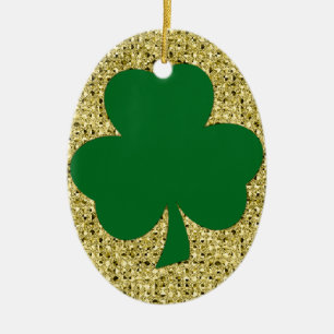 Simple Shamrock Ceramic Ornament with Gold