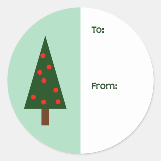 Simple Shapes Christmas Tree Round Gift Label (Front)