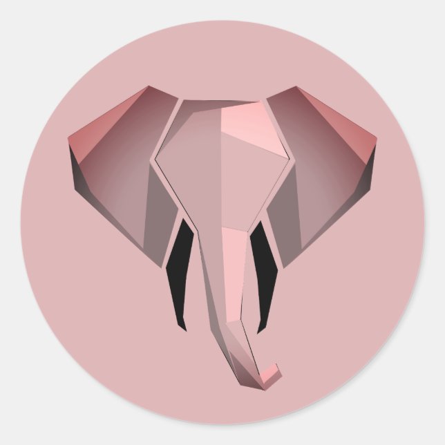 Simple Shapes Geometrics Elephant Head  Classic Round Sticker (Front)