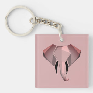 Simple Shapes Geometrics Elephant Head Key Ring