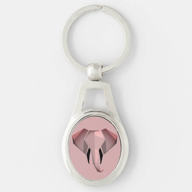 Simple Shapes Geometrics Elephant Head  Key Ring (Front)